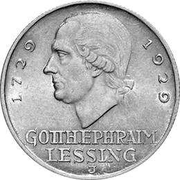 Jaeger 335 Weimarer Republik 3 Reichsmark Gotthold Lessing 1929
