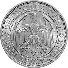 Jaeger 338 Weimarer Republik 3 Reichsmark Meissen 1929