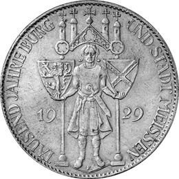 Jaeger 339 Weimarer Republik 5 Reichsmark Meissen 1929