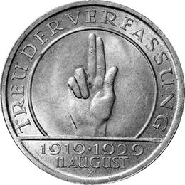 Jaeger 341 Weimarer Republik 5 Reichsmark Weimarer Verfassung 1929