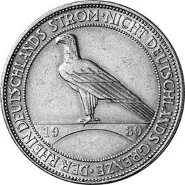 Jaeger 346 Weimarer Republik 5 Reichsmark Rheinlandräumung 1930