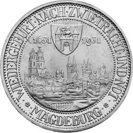 Jaeger 347 Weimarer Republik 3 Reichsmark Stadtbrand Magdeburg 1931