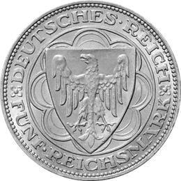 Jaeger 326 Weimarer Republik 5 Reichsmark Bremerhaven 1927