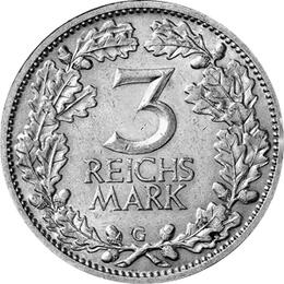 Jaeger 349 Weimarer Republik 3 Reichsmark Kursmünze 1931-1933