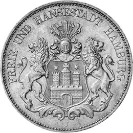 Jaeger 65 Hamburg 5 Mark Wappen 1891-1913