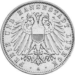 Jaeger 81 Lübeck 2 Mark großes Wappen 1904-1912