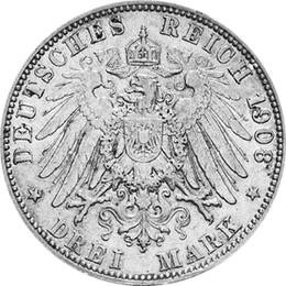 Jaeger 82 Lübeck 3 Mark großes Wappen 1908-1914