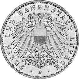 Jaeger 83 Lübeck 5 Mark großes Wappen 1904-1913