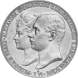 Jaeger 87 Mecklenburg Schwerin 5 Mark Hochzeit 1904