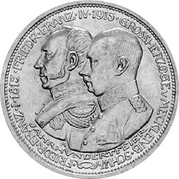 Jaeger 88 Mecklenburg Schwerin 3 Mark Jahrhundertfeier 1915