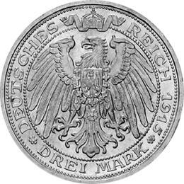 Jaeger 88 Mecklenburg Schwerin 3 Mark Jahrhundertfeier 1915