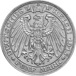 Jaeger 89 Mecklenburg Schwerin 5 Mark Jahrhundertfeier 1915