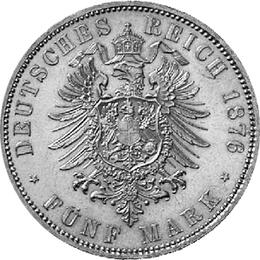 Jaeger 97 Preussen 5 Mark Wilhelm I 1874-1876