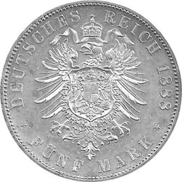 Jaeger 99 Preussen 5 Mark Friedrich 1888