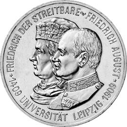 Jaeger 139 Sachsen 5 Mark Universität Leipzig 1909