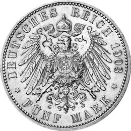 Jaeger 144 Sachsen Altenburg 5 Mark Regierungsjubiläum 1903