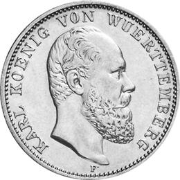 Jaeger 172 Württemberg 2 Mark Karl 1876-1888