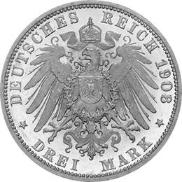Jaeger 175 Württemberg 3 Mark Wilhelm II 1908-1914
