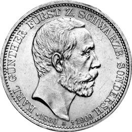 Jaeger 170 Schwarzburg Sondershausen 3 Mark Karl Günther 1909