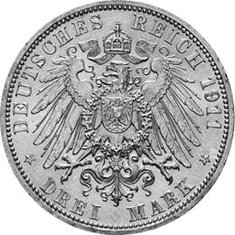 Jaeger 166 Schaumburg Lippe 3 Mark Georg mit Datum 1911