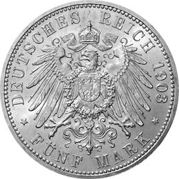 Jaeger 159 Sachsen Weimar Eisenach 5 Mark Hochzeit 1903