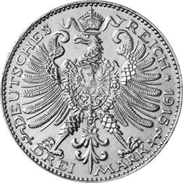 Jaeger 163 Sachsen Weimar Eisenach 3 Mark Jahrhundertfeier 1915