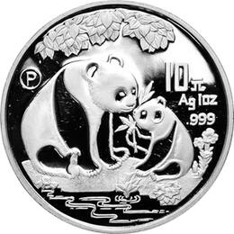 China Panda 1 Unze 1993 PP Silberpanda 10 Yuan