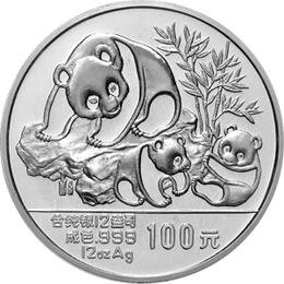 China Panda 12 Unzen 1989 PP Silberpanda 100 Yuan mit Box