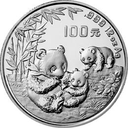 China Panda 12 Unzen 1995 Silberpanda 100 Yuan