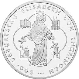10 Euro Silber Gedenkmünze PP 2007 Elisabeth Thüringen