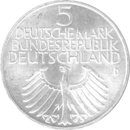 5 DM Silber Gedenkmünze Germanisches Museum 1952