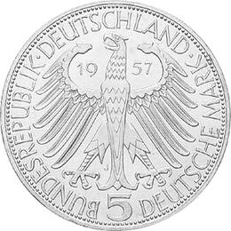 5 DM Silber Gedenkmünze Freiherr Eichendorff 1957