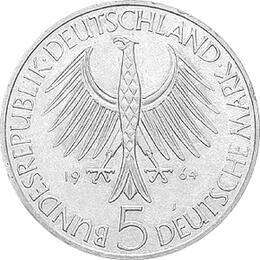 5 DM Silber Gedenkmünze Gottlieb Fichte 1966