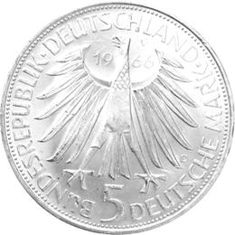5 DM Silber Gedenkmünze Wilhelm Leibniz 1967