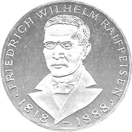 5 DM Silber Gedenkmünze Wilhelm Raiffeisen 1968