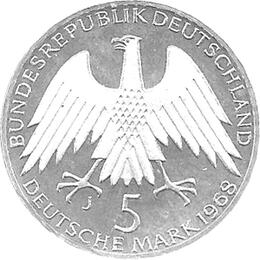 5 DM Silber Gedenkmünze Wilhelm Raiffeisen 1968