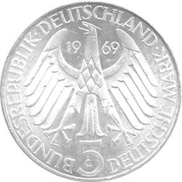 5 DM Silber Gedenkmünze Theodor Fontane 1969