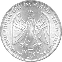 5 DM Silber Gedenkmünze Ludwig Beethoven 1971