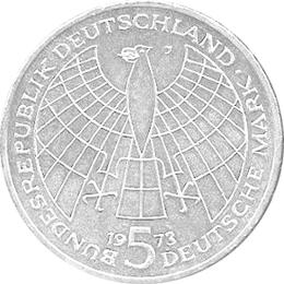 5 DM Silber Gedenkmünze Nikolaus Kopernikus 1973