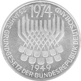 5 DM Silber Gedenkmünze Grundgesetz 1974