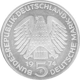 5 DM Silber Gedenkmünze Grundgesetz 1974