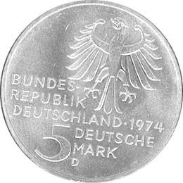 5 DM Silber Gedenkmünze Immanuel Kant 1974