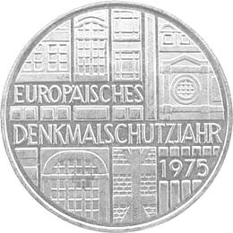 5 DM Silber Gedenkmünze Denkmalschutzjahr 1975