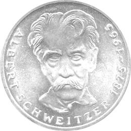 5 DM Silber Gedenkmünze Albert Schweitzer 1975