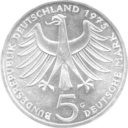 5 DM Silber Gedenkmünze Albert Schweitzer 1975