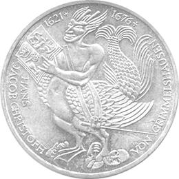 5 DM Silber Gedenkmünze Grimmelshausen 1976