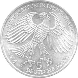 5 DM Silber Gedenkmünze Grimmelshausen 1976