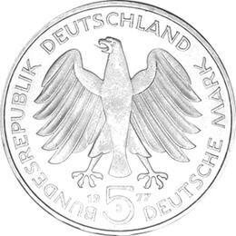 5 DM Silber Gedenkmünze Friedrich Gauss 1977