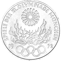 10 DM Silber Gedenkmünze Olympiade Feuer 1972