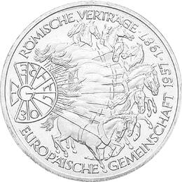 10 DM Silber Gedenkmünze Römische Verträge 1987